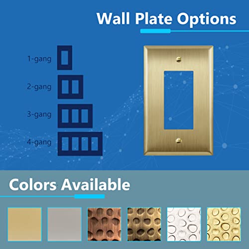 LIDER Switch, Receptacle Metal Wall Plate, Mid-Size 1-Gang, Brushed Brass - color: Brushed Brass, size: 1 Gang