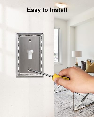 6-Pack Single Toggle Light Switch Cover Plate, Heirloom Silver - color: Heirloom Silver, size: Single Toggle 6PK