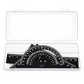 4 Pcs Metal Triangle Ruler Set, Geometry Set with Protractor and Straight Ruler, Metric 6 Inch Drawing Rulers with Storage Box Math Drafting Measuring Tool for Engineers Draftsmen Office Supplies Blac