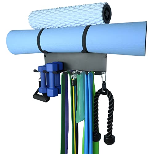 Multi-Purpose Gym Equipment Storage Rack Resistance Bands Storage Hanger Barbell Rack Heavy Duty Gym Rack for Exercise Bands, Lifting Belts and Jump Ropes - color: Double Layer Black