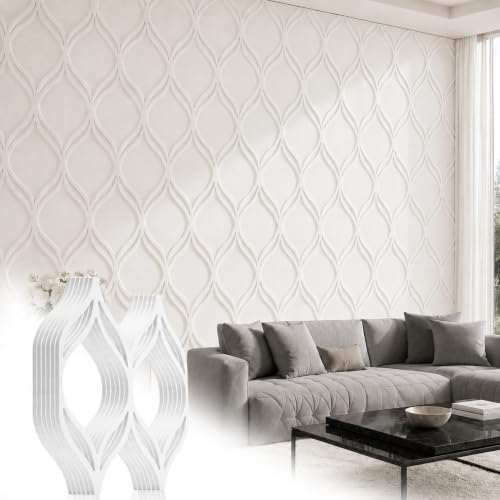 Yalikop 6 Pcs 3D 12 Inch Wall Panels Premade Wainscoting Kit, Symmetrical - color: Symmetrical