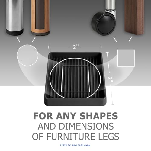 Yelanon Furniture Coasters 8 Pcs 2" Square Black Caster Cups for Hardwood - size: 8pcs 2" Square Black