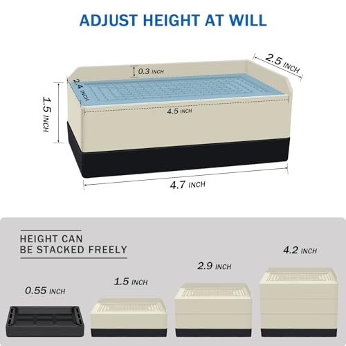 ANNKUT 1.5 inch Furniture Risers, Rectangle Adjustable Risers Blocks for Bed Sofa Table and Couch Lifting ，Heavy Duty Support Up to 1,300 Lbs (4 Pack-Apricot) - color: 1.5 Inch-apricot(rectangle)
