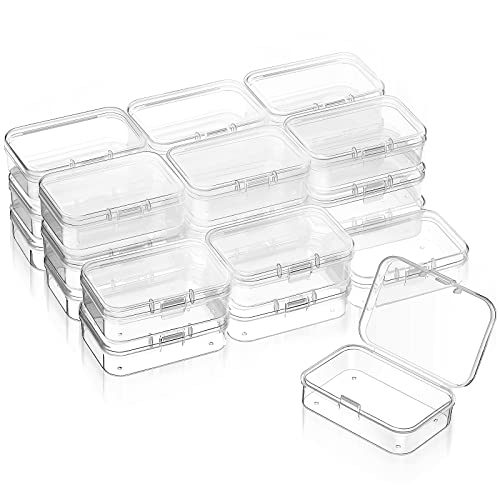 SATINIOR 24 Packs Small Clear Plastic Beads Storage Containers Box with Hinged Lid for Storage of Small Items, Crafts, Jewelry, Hardware(2.5 x 1.7 x 0.8 in) - size: 2.5 x 1.7 x 0.8 in