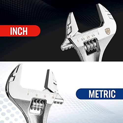WORKPRO 8" Adjustable Wrench, Cr-V Steel, Chrome Plated Finish - color: Silver, size: 8 inch