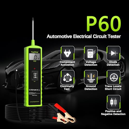 Topdiag P60 Automotive Power Circuit Probe Tester, 12-24V Power Circuit Probe Kit, Short Circuit Automobile Finder，AC/DC Voltage Tester, Component Activation Tool - style: P60
