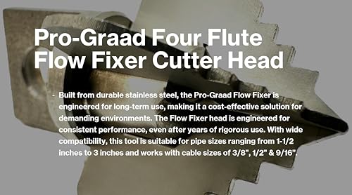 Flow Fixer Drain Cleaner Cutter Head 1-1/4", Spear, for 1-1/2" - 2" Pipes - style: 1-1/4" Four Flute (for 1-1/2" - 2" pipes)