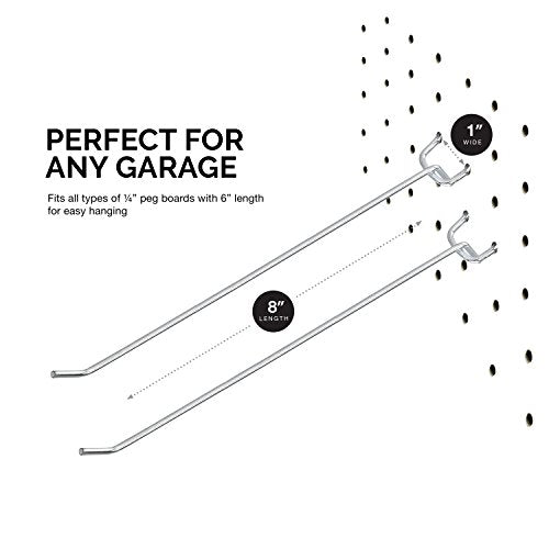 Neiko 53104A 8” Pegboard Hook Organizer Kit, 50 Pack, Hanging Hooks Set for Garage Organization, Great for Wall Hanging and Shelving, Tool Storage, Craft Organizing - size: 8" Pegboard Hooks (50 Pack)