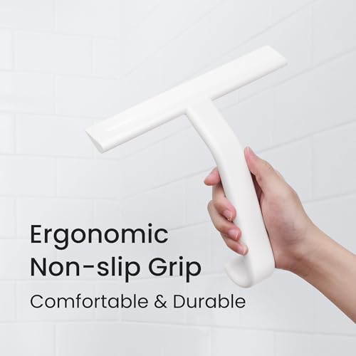 dancemoon JustHang Shower Squeegee with Built-in Hook, 10-Inch White - color: Classic White