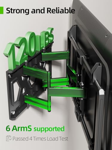 USX MOUNT Ultra Slim TV Wall Mount for Most 37-90 inch Television, Full Motion TV Mount Dual Swivel Articulating Tilt 6 Arms, Up to 120lbs, VESA 600x400mm, Max 16" Wood Studs, XML612-K - size: 37-90 INCH