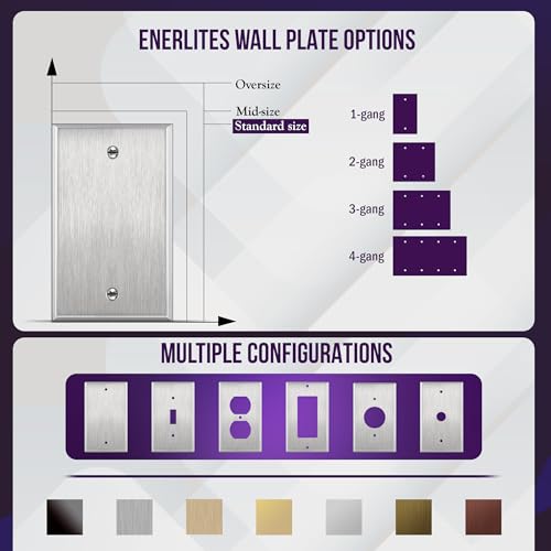 ENERLITES Blank Metal Wall Plate, 1-Gang, Stainless Steel, 10 Pack - color: Stainless Steel, size: 1 Gang - Standard