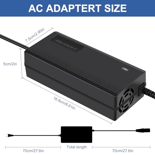 54.6V 3A Charger(7 Plugs) Universal for 13S 48V Li-ion Battery，Fast and Safe Battery Charger 3Prong GX16/DC 5.5x2.5mm/XLR/IEC/RCA Connector Power Supply Adapter