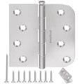 Brushed Nickel Door Hinges 4 Inch 3 Pack with Square & 5/8" Radius - color: Brushed Nickel-Square&Round, size: 3 Pack