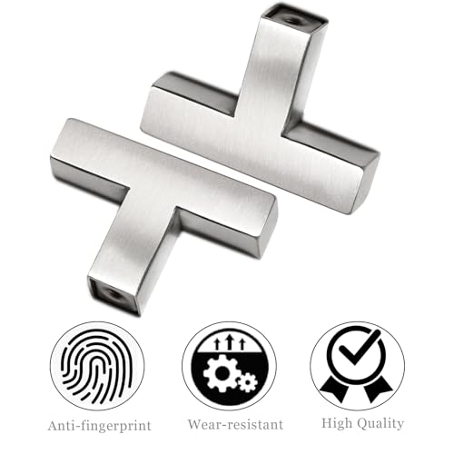 Cabinet Pulls Single Hole Cabinet Handles, 5 Pack Square Brushed Nickel Bar Cabinet Pulls Drawer Cabinet Knobs Cupboard Hardware Cabinet Handles, Stainless Steel Single Hole Cabinet Knobs - color: Brushed Nickel, size: Single Hole - No Hole Centers