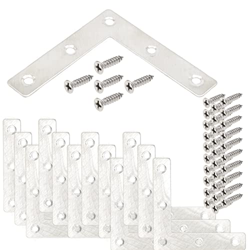 20-Pack Stainless Steel L-Shape Corner Brace 3.15x3.15Inch for Wood - size: Silver 80x80 mm