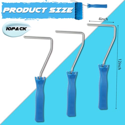Baderke 10 Pcs 4 Inch Mini Paint Roller Handle, 12 Inch Frame, Blue - color: Blue, size: 4 Inch, 12 Inch