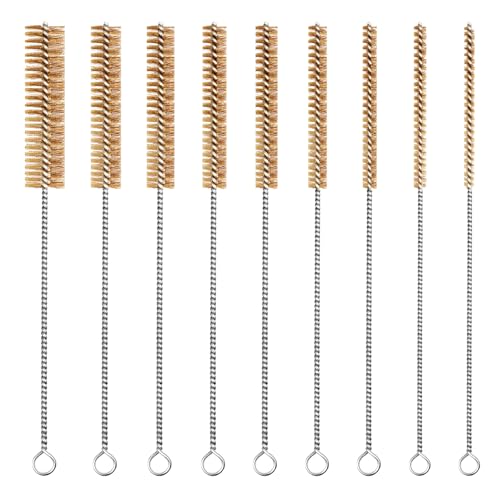 9pcs Tube Cleaning Brush Set 12" Round Long Brass Wire Brushes - size: 9