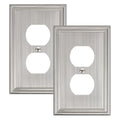 2-Pack Zinc Alloy Single Duplex Outlet Cover Plate, Solid Receptacle Cover - color: Brushed Nickel, size: 1 Duplex 2PK