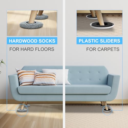 New Upgrade Furniture Movers Sliders: Multi-Surface Furniture Sliders - size: 4.3in Round 4+4Pack