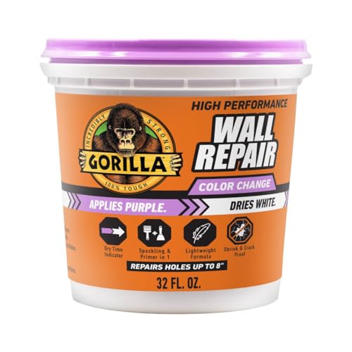 GORILLA High Performance Wall Repair, 32 oz Tub, Dries White - size: 32 Ounce (Pack of 1)