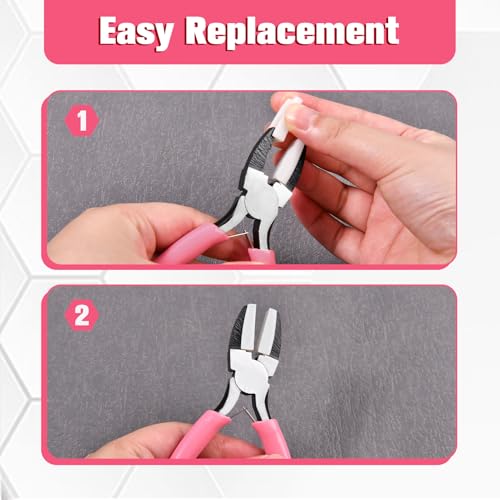 2 Pcs Jewelry Making Tools, Soft Jaw Plier with 6 in 1 Bail Making Plier 3mm to 10mm, Flat Nose Pliers with 2 Replacement Tips Wire Looping and Bending Pliers for Wire Wrapping Straightening - style: Soft Jaw Plier & Bail Making Plier