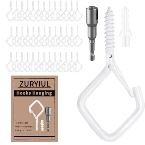 34 Pcs 2.2in Windproof Ceiling Hooks for Plants & Lights - color: White, size: 34Pcs