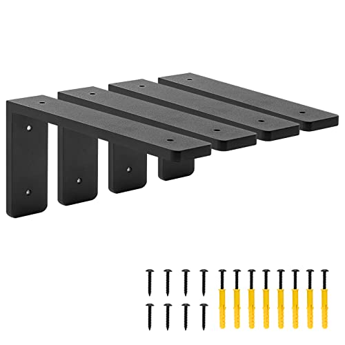 8"x 4"Shelf Brackets,L Shelf Brackets, die-cast Formation, Vertical Angle, Premium Alloy Metal Heavy Duty Shelf Bracket, high Strength Mounting Hardware Included, Corner Brace Joint,Pack of 4. - size: 8 Inch x 4 Inch