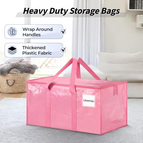 16 Pack Extra Large Clothes Storage Bins with Lids, Moving Bags, Pink - color: Pink, size: 16 Pack