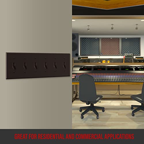 ENERLITES Six Gang Light Switch Wall Plate, Toggle Switch Plate, 6-Gang Standard Size 4.50" x 11.81", Unbreakable Polycarbonate Thermoplastic, 8816-BR, Brown - color: Brown, size: Standard Size