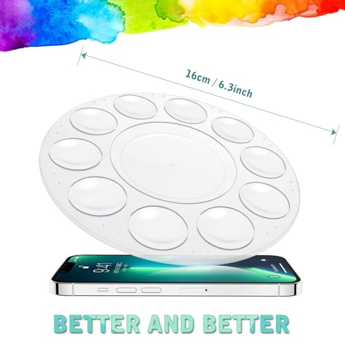 Hulameda 3pcs Paint Palettes, Plastic Paint Tray Palette, Paint Pallet with 10 Wells for Adults & Kids, for Painting or DIY Craft Class, Clear - color: 3pcs
