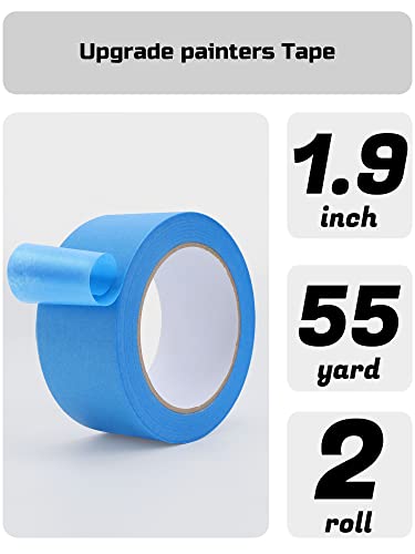 Lichamp Blue Painters Tape, 2 Bulk Pack 1.9 inch by 55 Yards Paper Tape | By 55 Yards Paper Tape, Blue Tapes for Crafts Arts