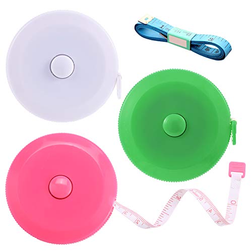 Tape Measures Retractable, Fabric Measuring Tape, 60 Inch Small Sewing Tape Measure for Craft Nursing Medical Travel(3 Pack/Pink Green White) - color: Green, White, Pink