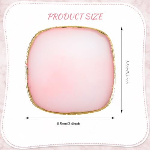 2 Pcs Resin Nail Art Palette, Pink Square Mixing Tray with Gold Edge - color: Pink, White