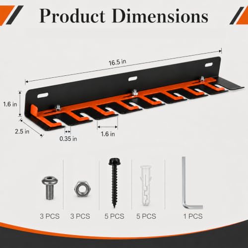 Air Tool Holder, 8 Slots Pneumatic Tool Rack for Garage Walls, Lockable Metal Hanger for Air Compressor Tools, Wall Mounted Organizer for Nail Guns, Tools Cart Storage Accessories