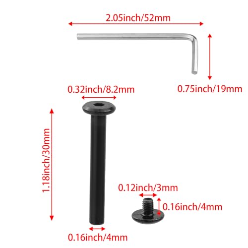 20 Sets M3 x 30mm Black Binding Post Screws,Hex Drive Rivet Socket - size: M3 x 30mm