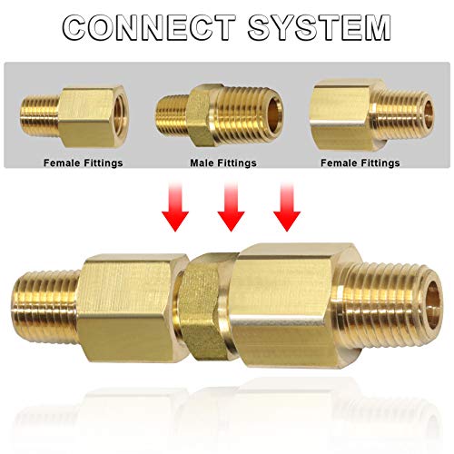KOOTANS 1/4 NPT x 1/8 NPT Male Solid Brass Hex Nipples,4 PACK - size: 1/4 NPT x 1/8 NPT (O.D x O.D: 1/2'' x 3/8'')