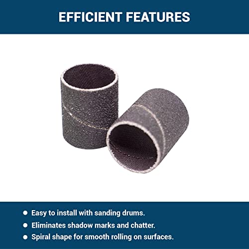 Benchmark Abrasives 1.5" x 1.5" Aluminum Oxide Abrasive Spiral Bands for Rotary Tools, Drum Sleeves for Sanding Deburring Blending Polishing on Metals Plastic Wood Rubber (10 Pack) - 120 Grit - style: 120 Grit