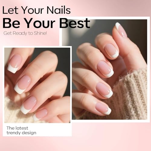modelones Gel Nail Polish Set 2Pcs 15ml French Manicure Kit White Nude Pink - color: A0-Classic French