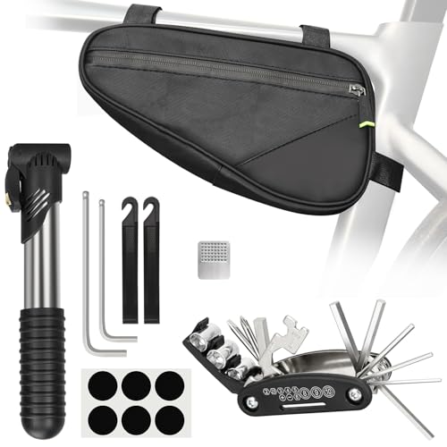 Bike Repair Kit, Bike Bag With Tire Pump, Bike Multitool, Allen Wrenches - size: Bike Frame Bag Set
