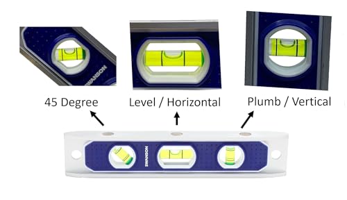 Swanson 9” Die Cast Aluminum Torpedo Level with Rare Earth Magnetics TL002M - size: 9" (Pack of 1), style: Magnetic Extruded Aluminum Torpedo Level