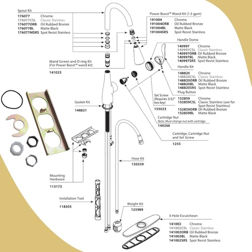 113173 Kitchen Faucet Repair Kit for Moen Mounting Kit | for Moen Kitchen Faucet Parts,Faucet Fixing Plate & Faucet Mounting Nut Hardware Kit