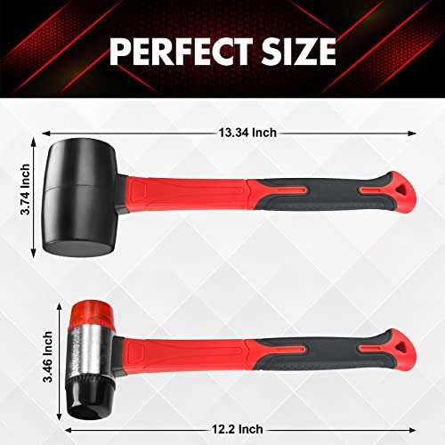 YIYITOOLS 2Pcs Hammer Set, 16oz Rubber Mallet & 40mm Double-Faced Soft Mallet Fit for Construction and Home Renovation, Black - size: 2PCs, style: Rubber Mallet / Double-Faced Soft Mallet