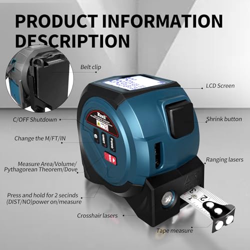 Laser Tape Measure 3 in 1 Laser Rangefinder Tape Measure with AutoLock