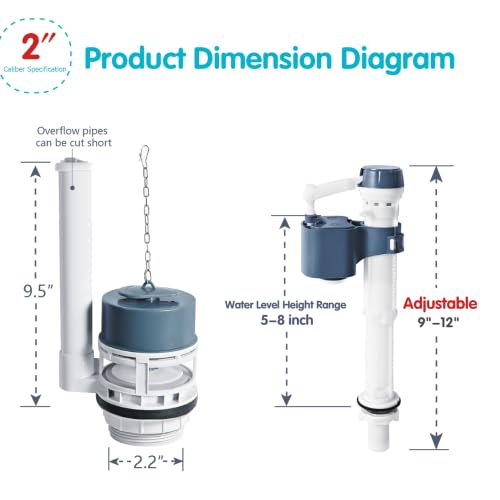 Universal 2-Inch Complete Toilet Tank Repair Kit with Tool - size: 2" Tank Outlet Diameter