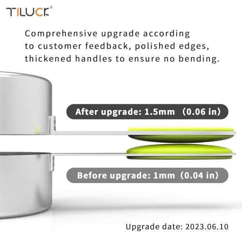 TILUCK Stainless Steel Measuring Cups and Spoons Set with Silicone Handle – Nesting Design for Space-Saving, Heavy Duty & Dishwasher Safe for Dry/Liquid Ingredients, Cooking & Baking (10)
