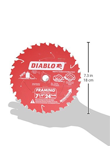 Diablo Framing Saw Blade for Wood - 7-1/4" x 24-Tooth, Thin Kerf - size: 5/8" Arbor x 7-1/4" Dia