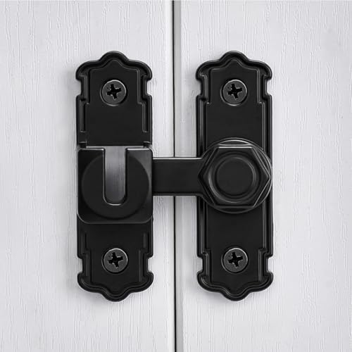Black 90/180 Degree Barn Door Latches,Aluminum Alloy Flip Latch - color: Black