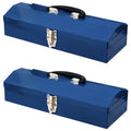 2PACK Portable Tool Box, Metal Tool Box, 4 Non-Slip Foot Pads, Ideal for Trailer, Mechanic, DIY-ers, Car Toolbox, Workshops, Garages, Repair Shops,Blue - size: 2P-16.7in-Blue