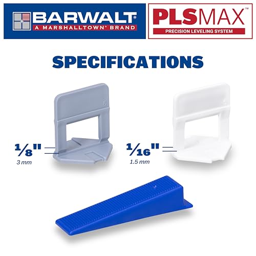 BARWALT PLS Max Tile Leveling System, 1/16 Inch Spacer Base - size: 200 x 1/16 Inch Spacer
