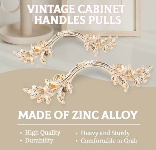Gold White-Accent Vintage Dresser Pull 2-1/2in 64mm 2 Pack